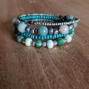 Teal Beaded Wrap Bracelet